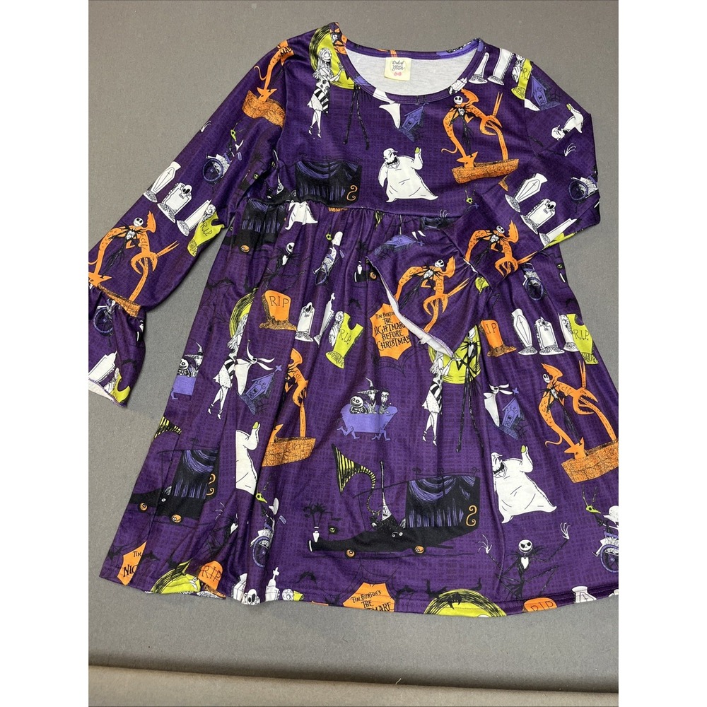 Dash Of Glitter Nightmare Before‎ Christmas Bell Sleeve Dress Size 8/9